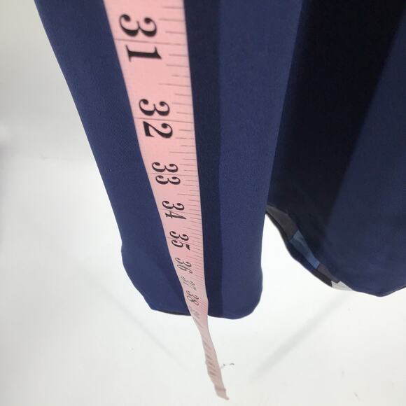 BLOOMCHIC SZ 10 L navy blue striped vneck belted short sleeve midi dress NWT B80 - Picture 3 of 7